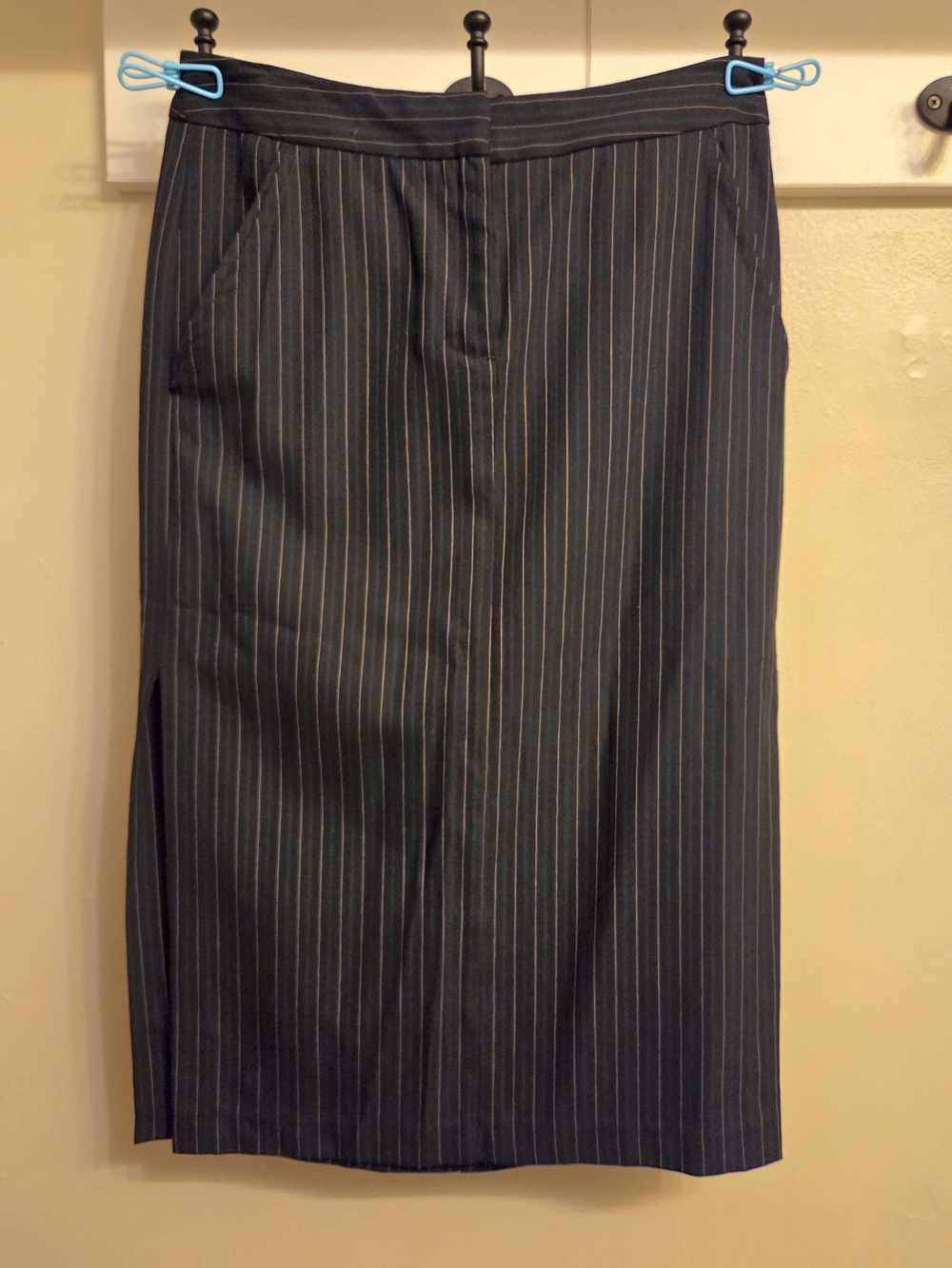 Sisley Vintage Pinstripe Pencil Skirt Gray Officecore Goth Academic IT Girl - 4